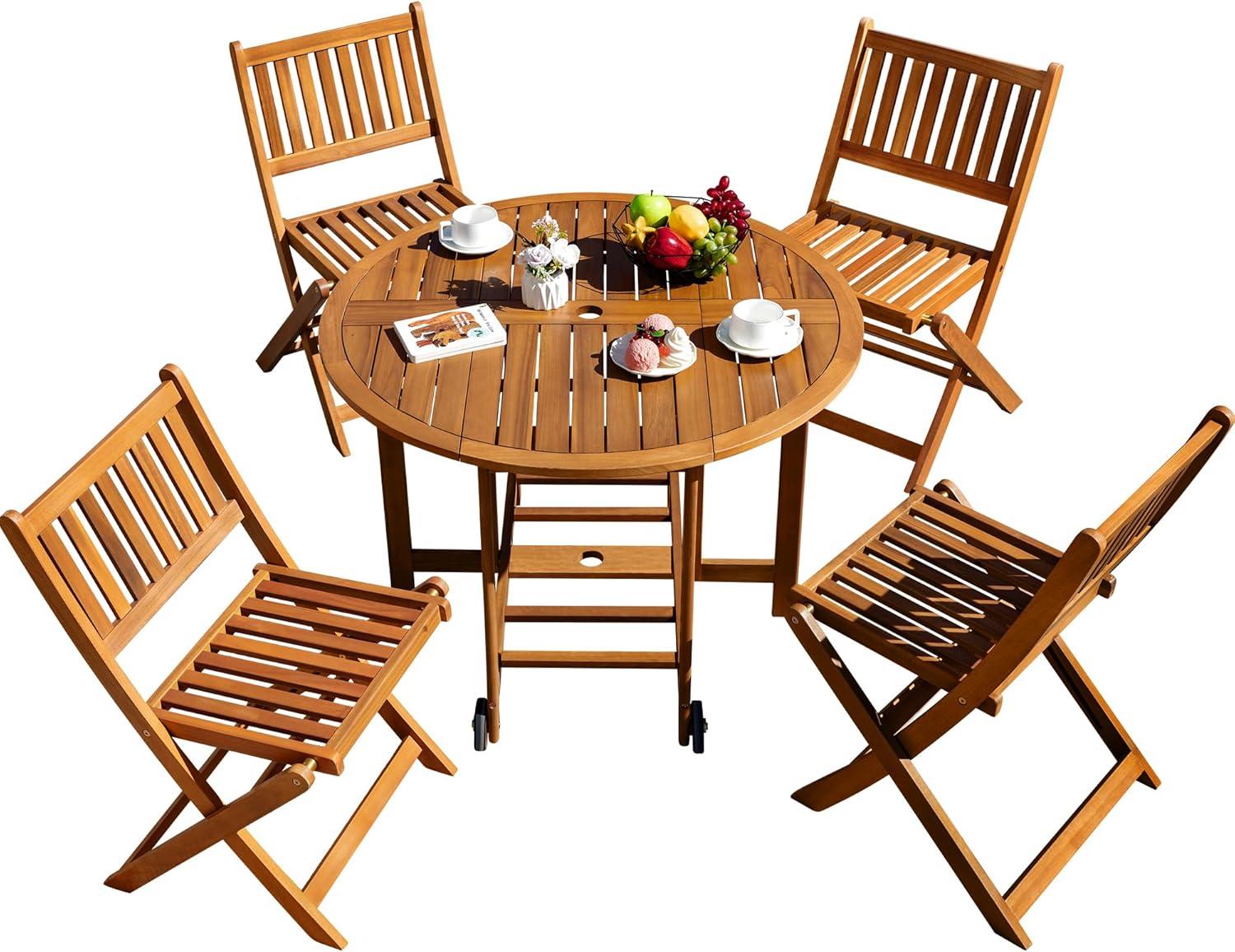 Enjoying Outdoor Comfort With The Greesum 5 Piece Acacia Set