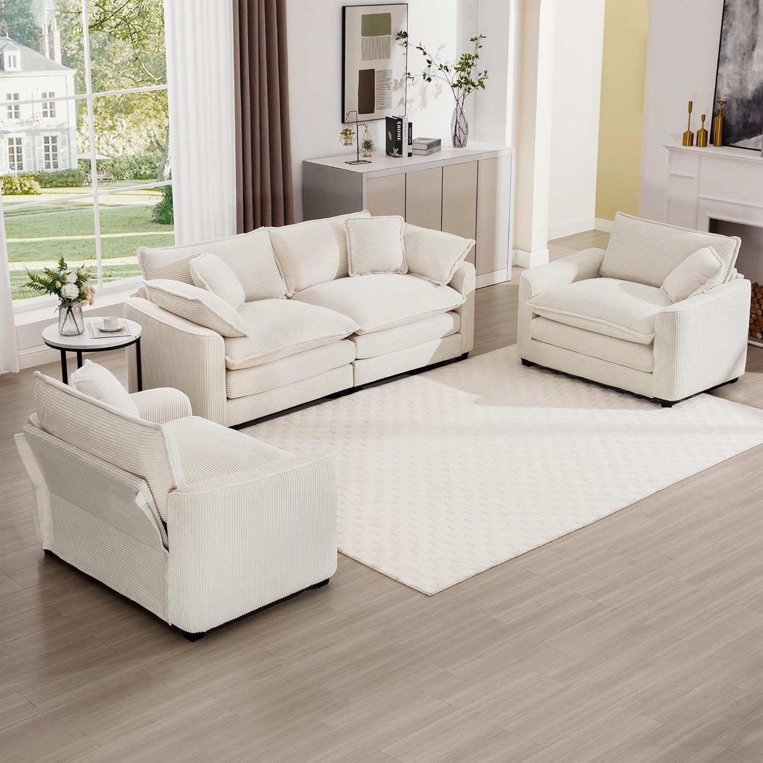 Experience Cloud-Like Comfort with mikibama's Stylish Sofa Set