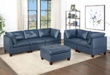 Exploring Comfort And Style With The Ink Blue Tufted Modular Sofa Set