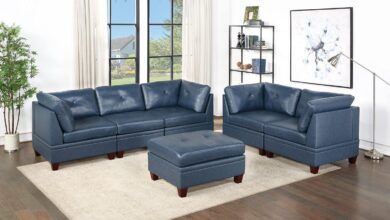Exploring Comfort And Style With The Ink Blue Tufted Modular Sofa Set