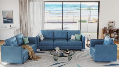 Exploring Spacious Comfort With The Llappuil Navy Blue Modular Sofa