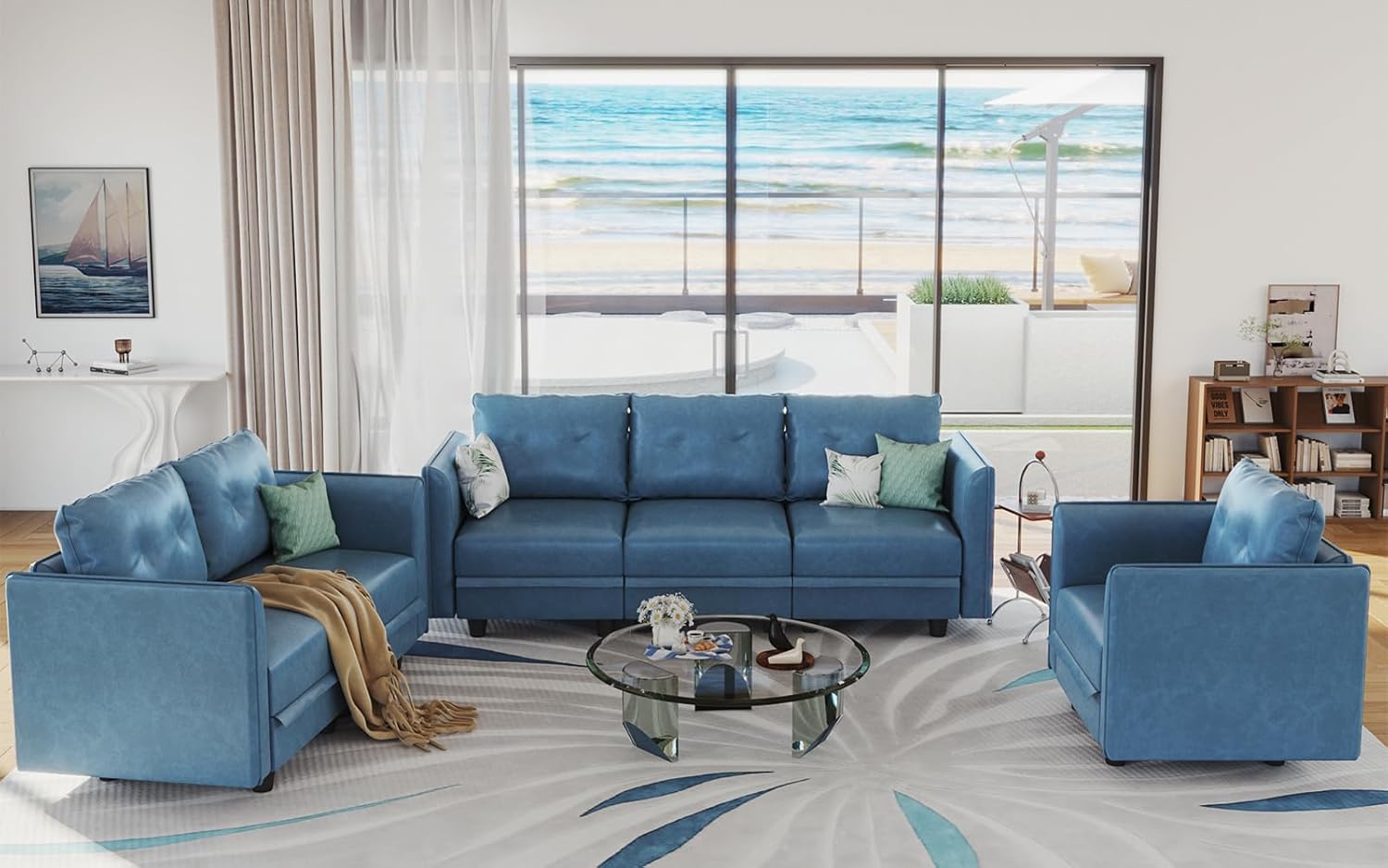 Exploring Spacious Comfort With The Llappuil Navy Blue Modular Sofa