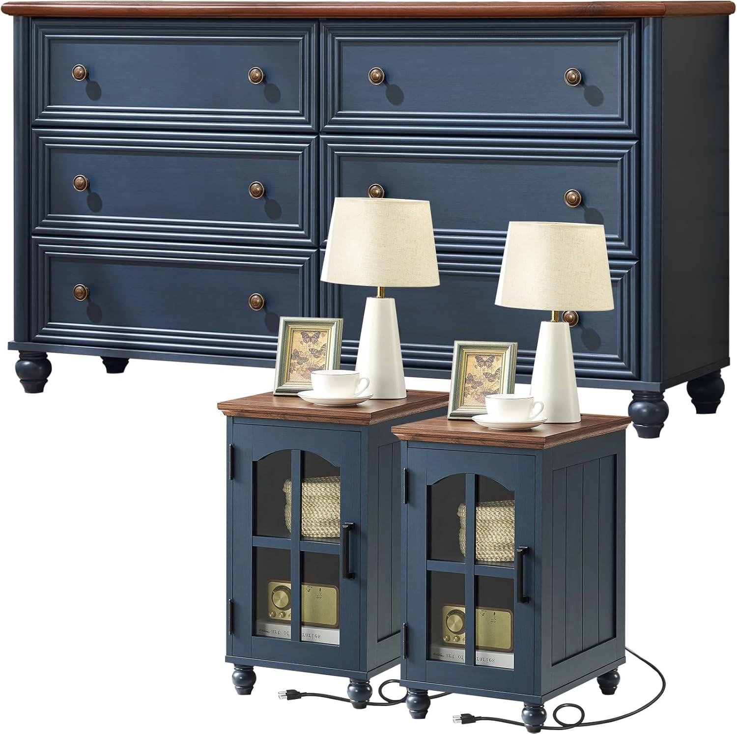 Farmhouse Dresser Nightstand Set Stylish Storage Made Simple