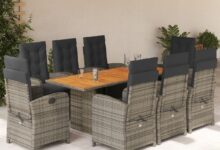 Gather Around Stylish 9 Piece Patio Set For Cozy Outdoor Dining