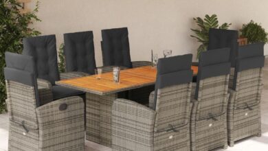 Gather Around Stylish 9 Piece Patio Set For Cozy Outdoor Dining