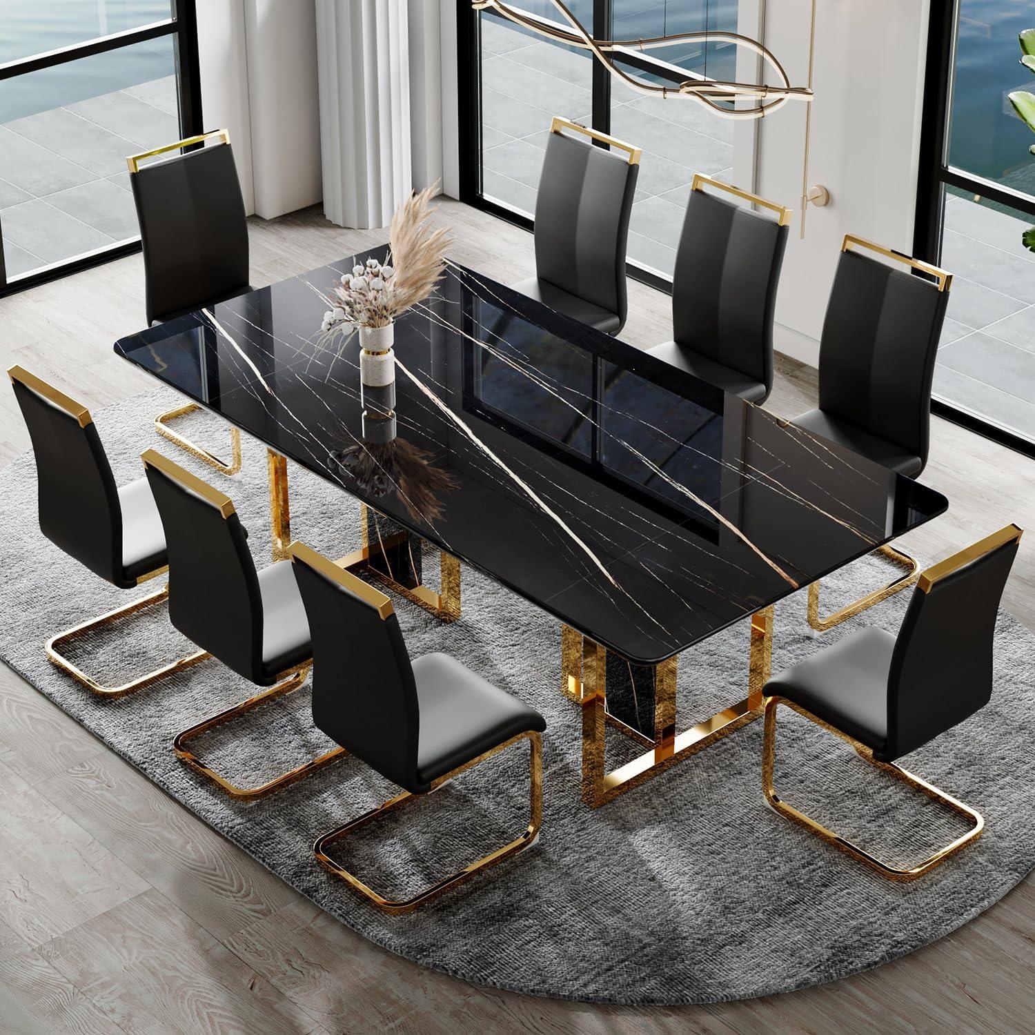 Gathering In Style A Sleek 8 Person Faux Marble Dining Set Review