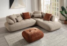 Getting Cozy With The Carrick Beige Mesh Sectional And Ottoman