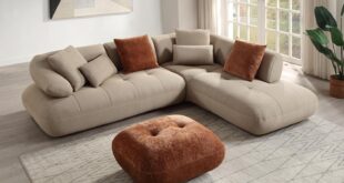 Getting Cozy With The Carrick Beige Mesh Sectional And Ottoman