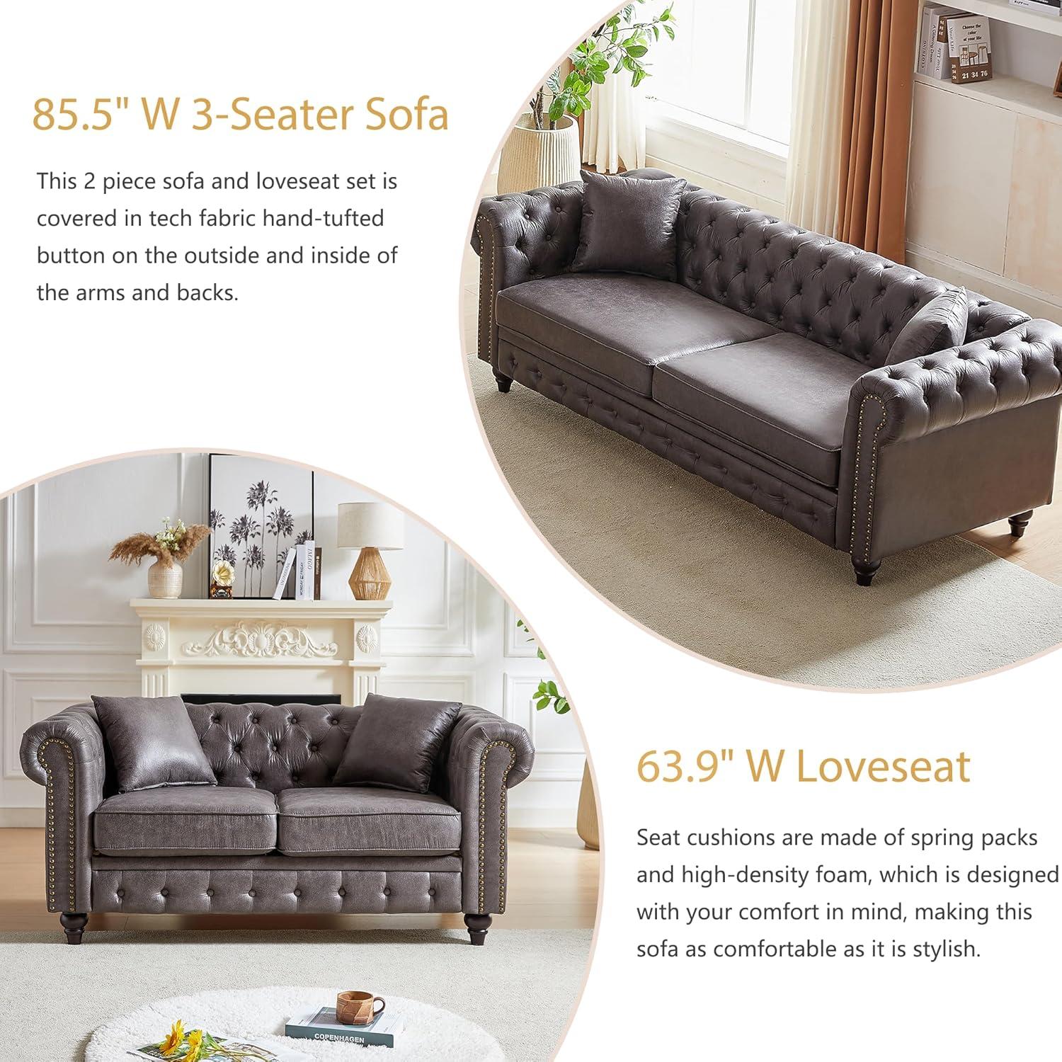 Harper & Bright 2-Piece Sofa Set: Style Meets Lasting Comfort