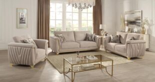 Leena 3pc Living Room Set Modern Comfort Meets Elegant Gold Flair