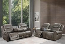 Manual Leather Recliner Sofa Set Comfort Meets Classic Style