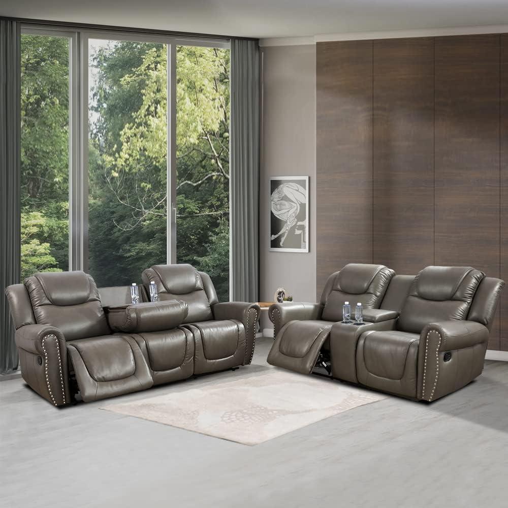 Manual Leather Recliner Sofa Set Comfort Meets Classic Style