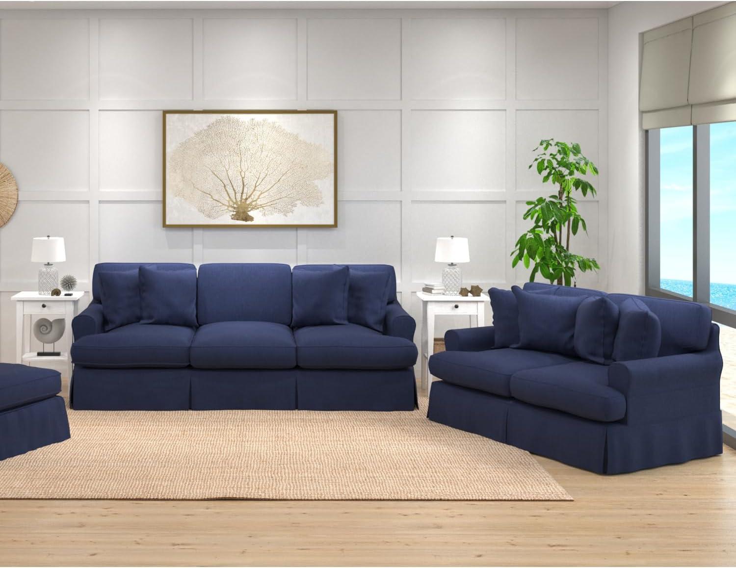Maykoosh Navy Slipcovered Set Durable Comfort For Busy Homes