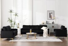 Mid Century Velvet Sofa Set Comfort Meets Modern Elegance