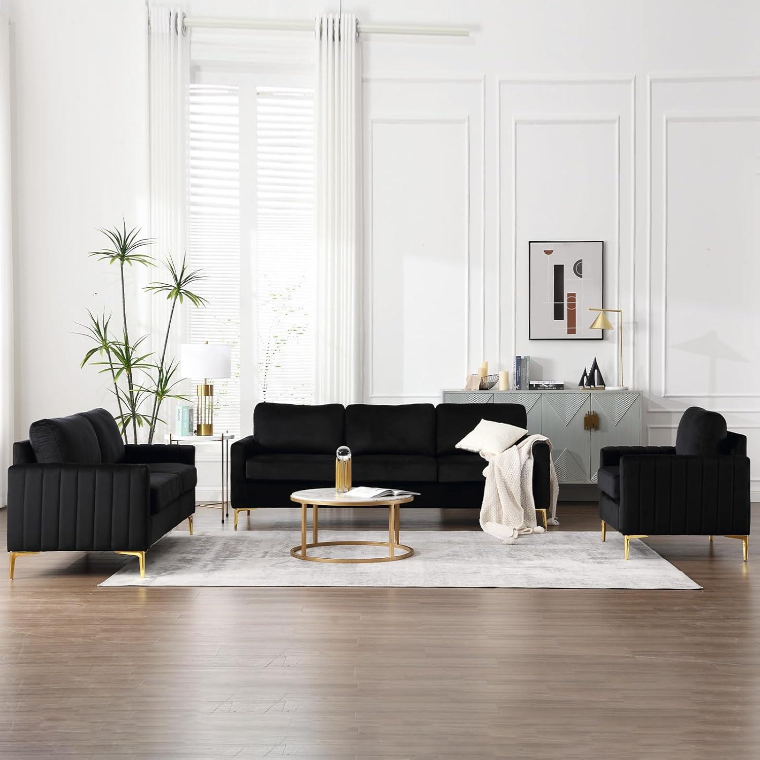 Mid Century Velvet Sofa Set Comfort Meets Modern Elegance