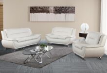 Modern Cream Faux Leather Sofa Set Stylish Comfort For Living Rooms