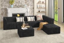 Modern Minimalist Corduroy Sectional Comfort Meets Style In Black