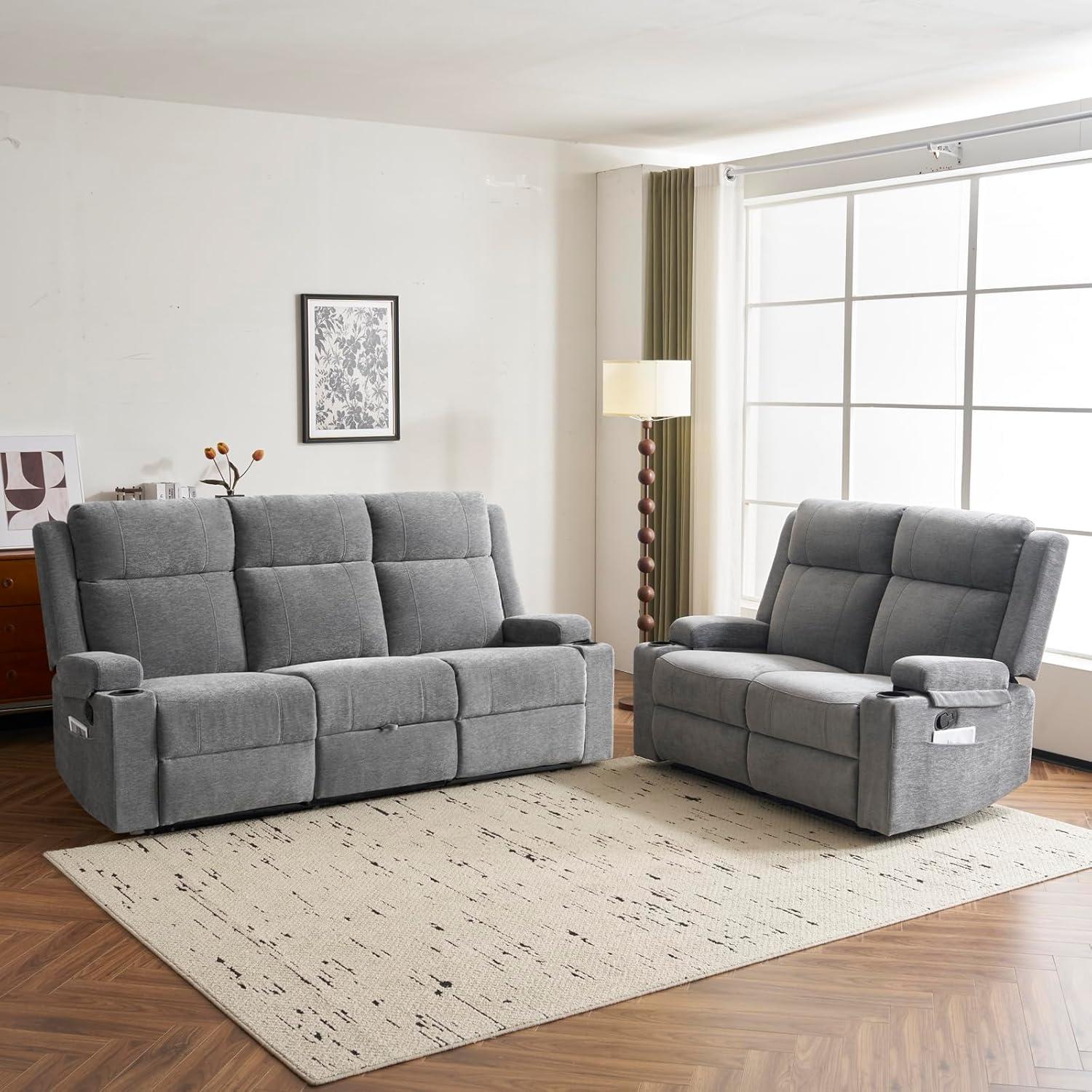 Modern Reclining Sofa Set With Storage Comfort Meets Style