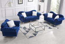 Navy Velvet Luxury Sofa Set Crafted Comfort For Living Rooms