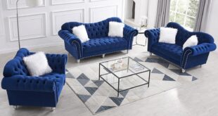 Navy Velvet Luxury Sofa Set Crafted Comfort For Living Rooms