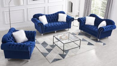 Navy Velvet Luxury Sofa Set Crafted Comfort For Living Rooms
