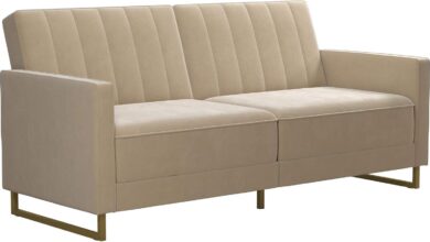 Novogratz Skylar Futon Velvet Comfort Meets Sleek Versatility