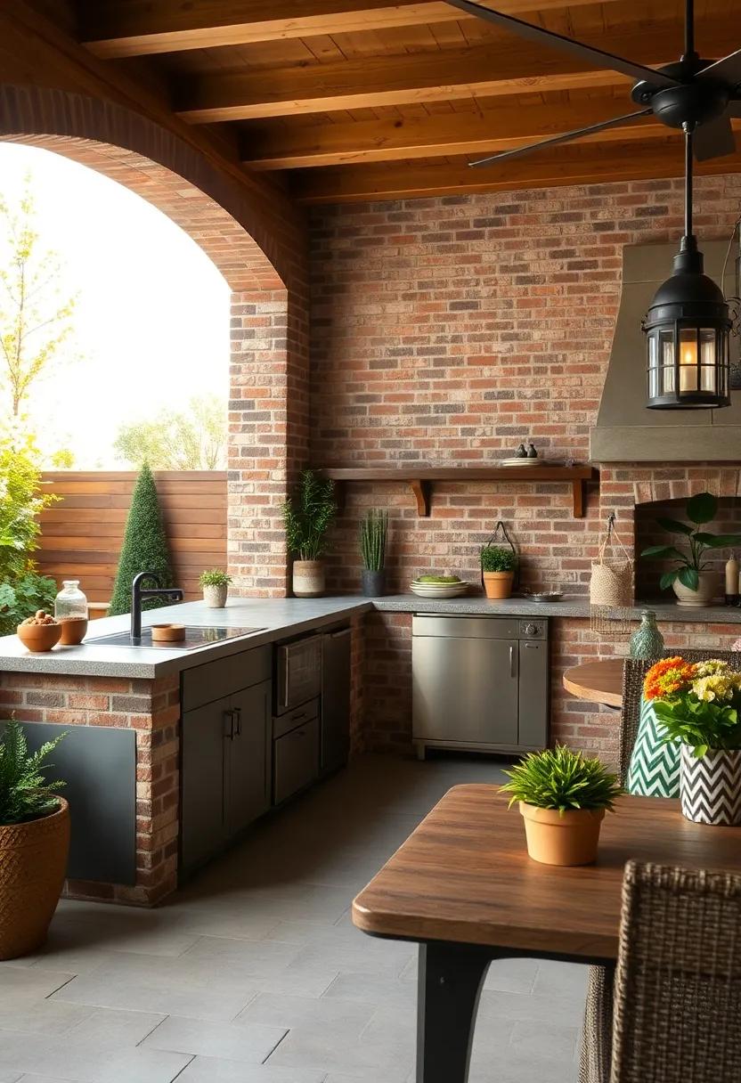 Brick Countertops: ​Rustic and charming,brick can⁢ be sealed⁣ for outdoor kitchens,evoking a cozy,old-world ambiance that complements garden settings