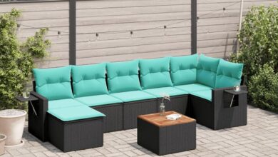Relaxed Evenings Await With This Sleek 8 Piece Patio Sofa Set