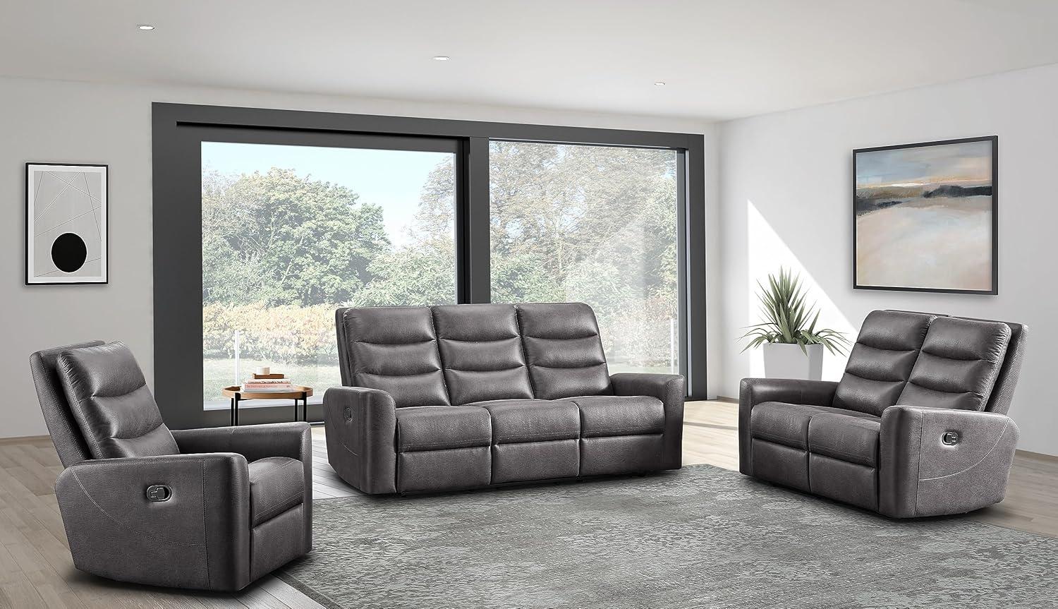 Relaxing Together Exploring The Rover 3 Piece Grey Reclining Set