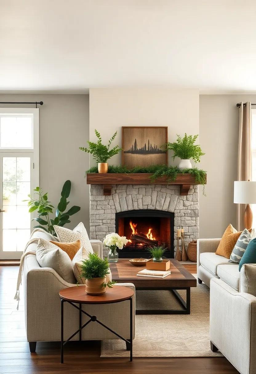 Fireplace Mantels Adorned with Seasonal Greenery