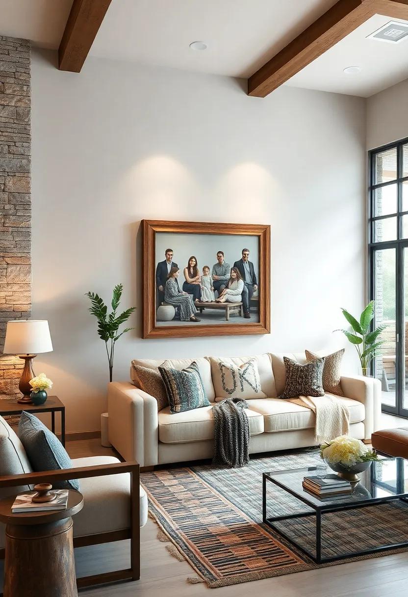 Weathered Wooden Picture Frames with Family Photos