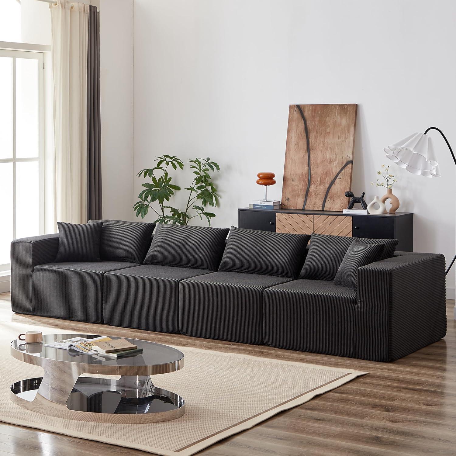 Spacious Corduroy Sectional Sofa Perfect For Flexible Living