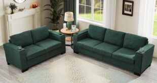 Spacious Green Sofa Set with Storage and Cup Holders Reviewed