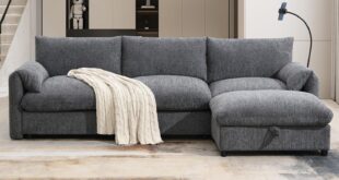 Spacious L Shaped Chenille Sofa With Smart Storage And Charging