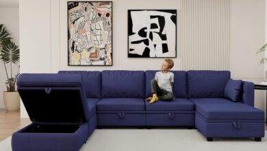 Spacious Navy Modular Sofa Comfort Meets Smart Storage Solutions
