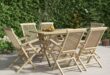 Spacious Solid Teak Patio Set With Folding Chairs For Outdoor Dining