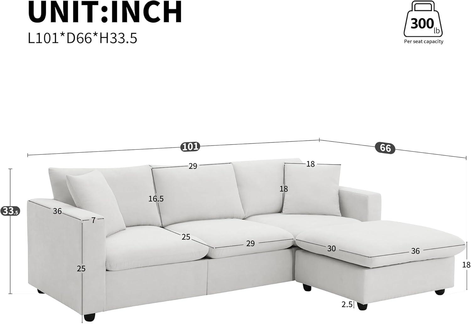 Spacious & Stylish: Exploring the 101*66 Modern Sectional Sofa