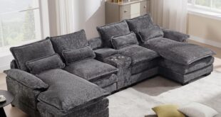 Spacious U Shaped Cloud Couch With Smart Features For Comfort