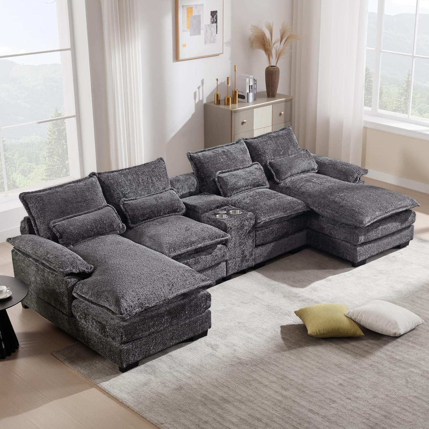 Spacious U Shaped Cloud Couch With Smart Features For Comfort