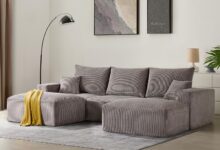 Spacious U Shaped Corduroy Sofa Comfort Meets Versatility
