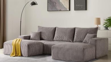 Spacious U Shaped Corduroy Sofa Comfort Meets Versatility