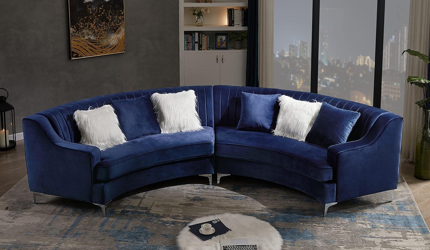 Spacious Velvet Curved Sectional Sofa For Stylish Comfort