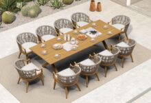 Stylish Comfort Meets Durability In This Purple Leaf Dining Set