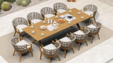 Stylish Comfort Meets Durability In This Purple Leaf Dining Set