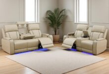 Unwinding In Style Exploring The Khaki Leather Recliner Set