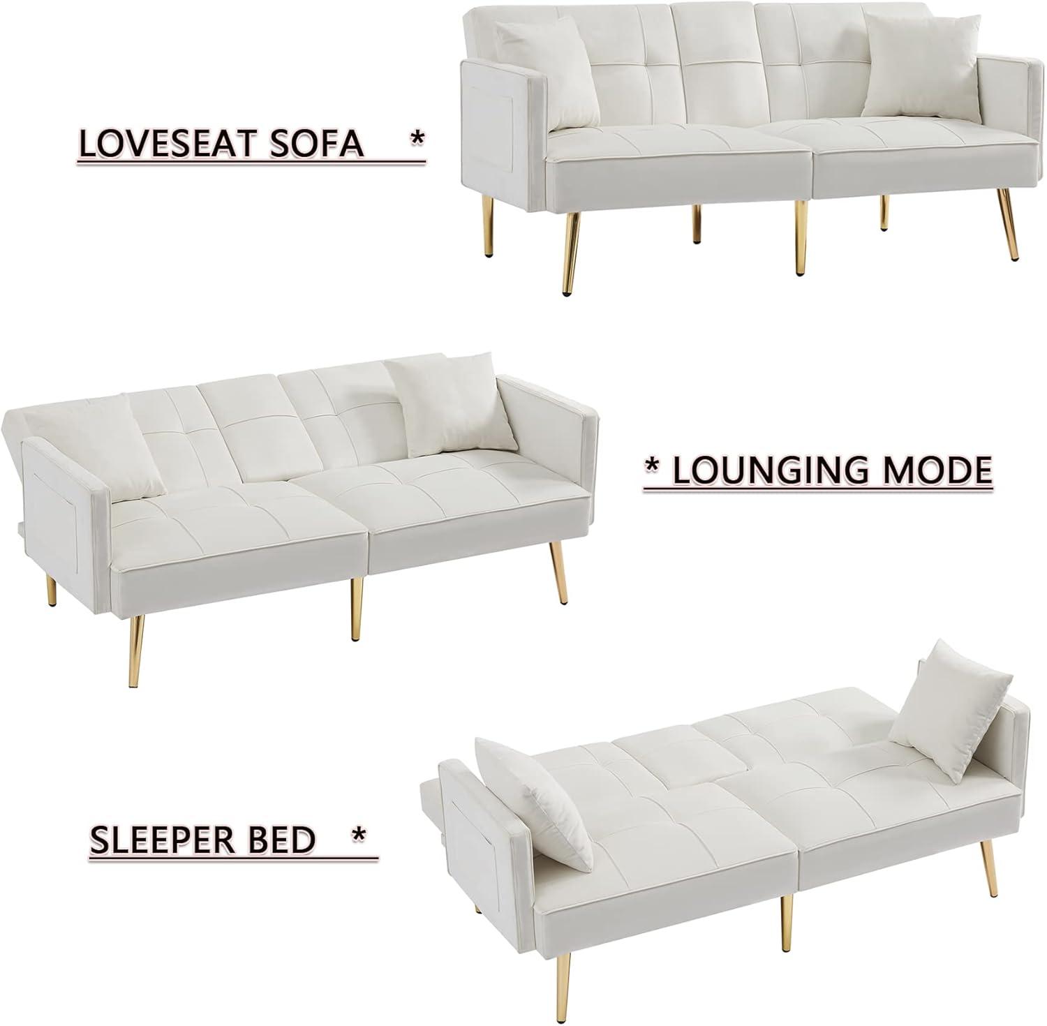 Velvet Loveseat Sofa Bed with Cup Holders: Stylish & Functional