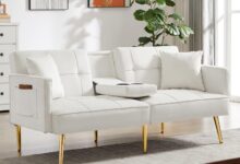 Velvet Loveseat Sofa Bed With Cup Holders Stylish Functional