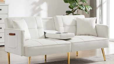 Velvet Loveseat Sofa Bed With Cup Holders Stylish Functional