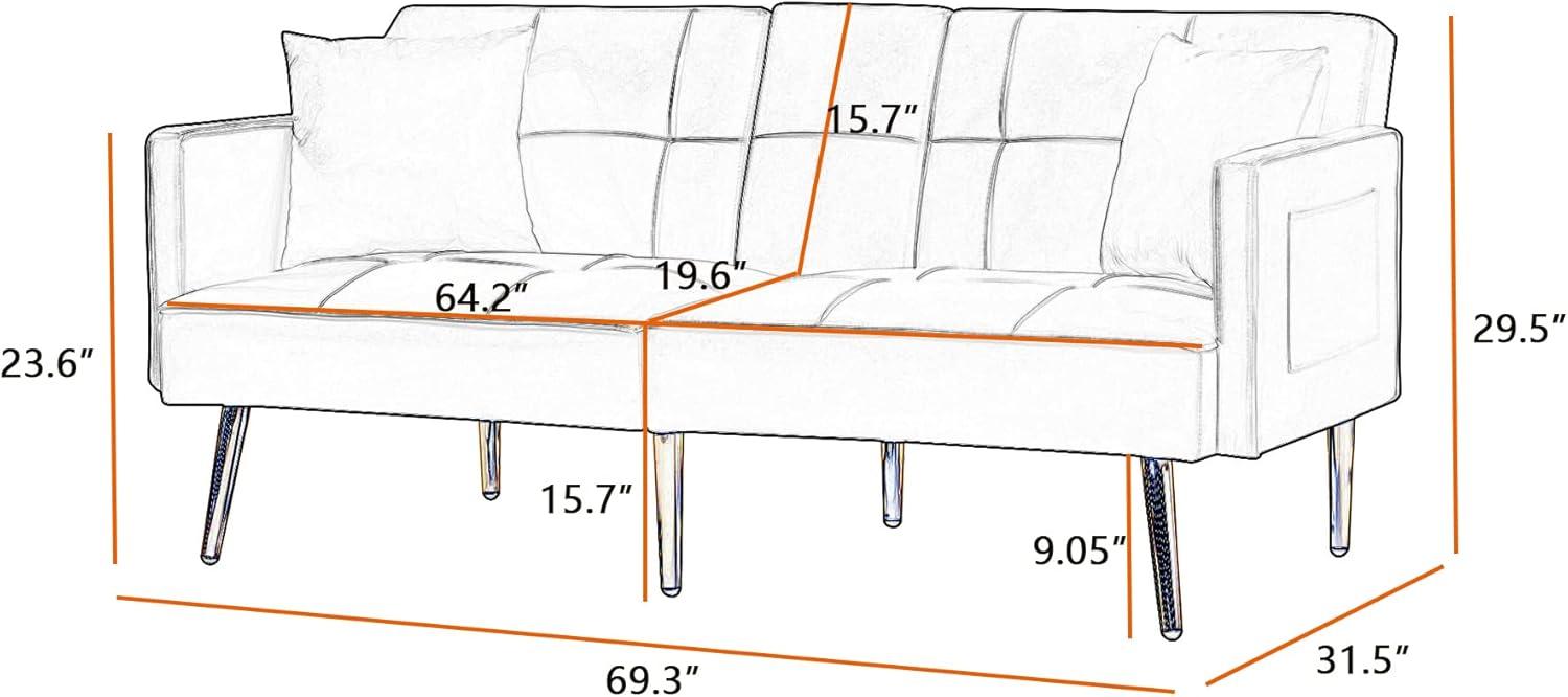 Velvet Loveseat Sofa Bed with Cup Holders: Stylish & Functional