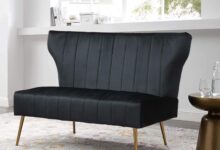 Velvet Loveseat With Golden Legs Style Meets Small Space Comfort